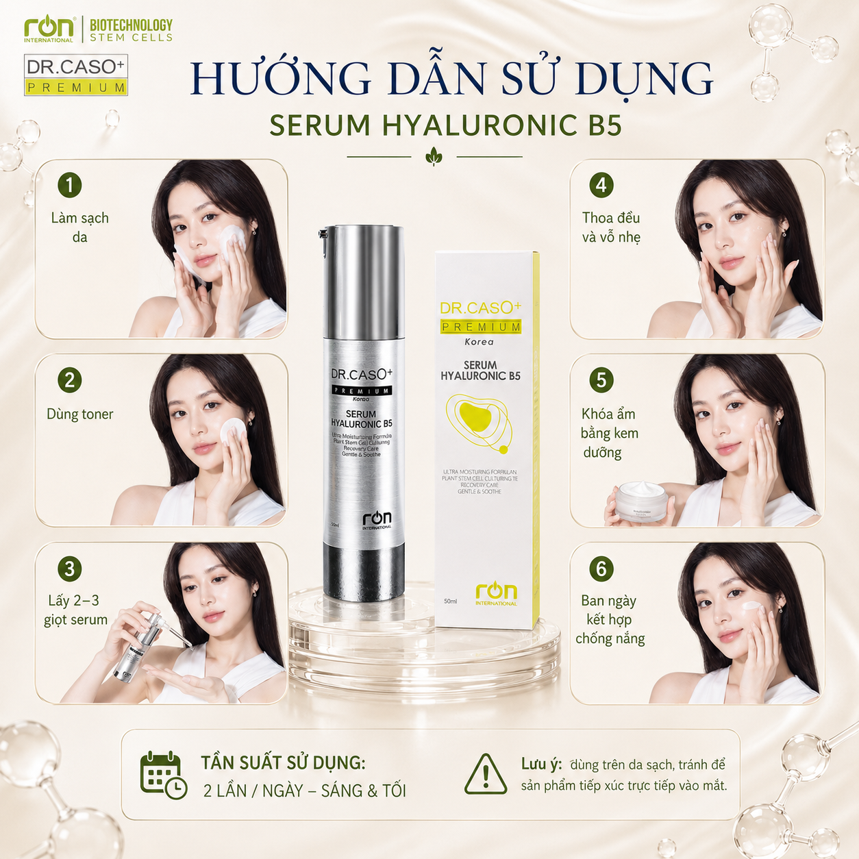 Dr.Caso+ Premium Serum Hyaluronic B5/ Serum siêu cấp ẩm sáng da Hya-B5 50ml